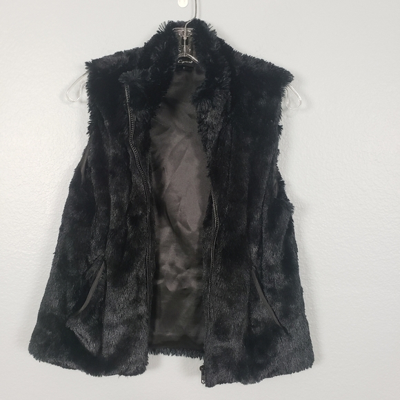 CEJION Faux Fur Vest Black Sz M - Picture 1 of 10